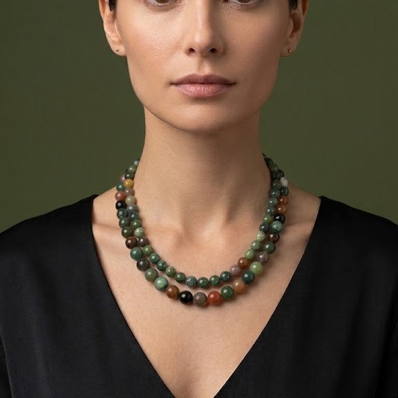 Collar Bolas Piedra Natural (personalizable)