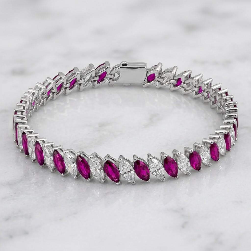 Pulsera Riviere Plata Inclinada (3 colores)