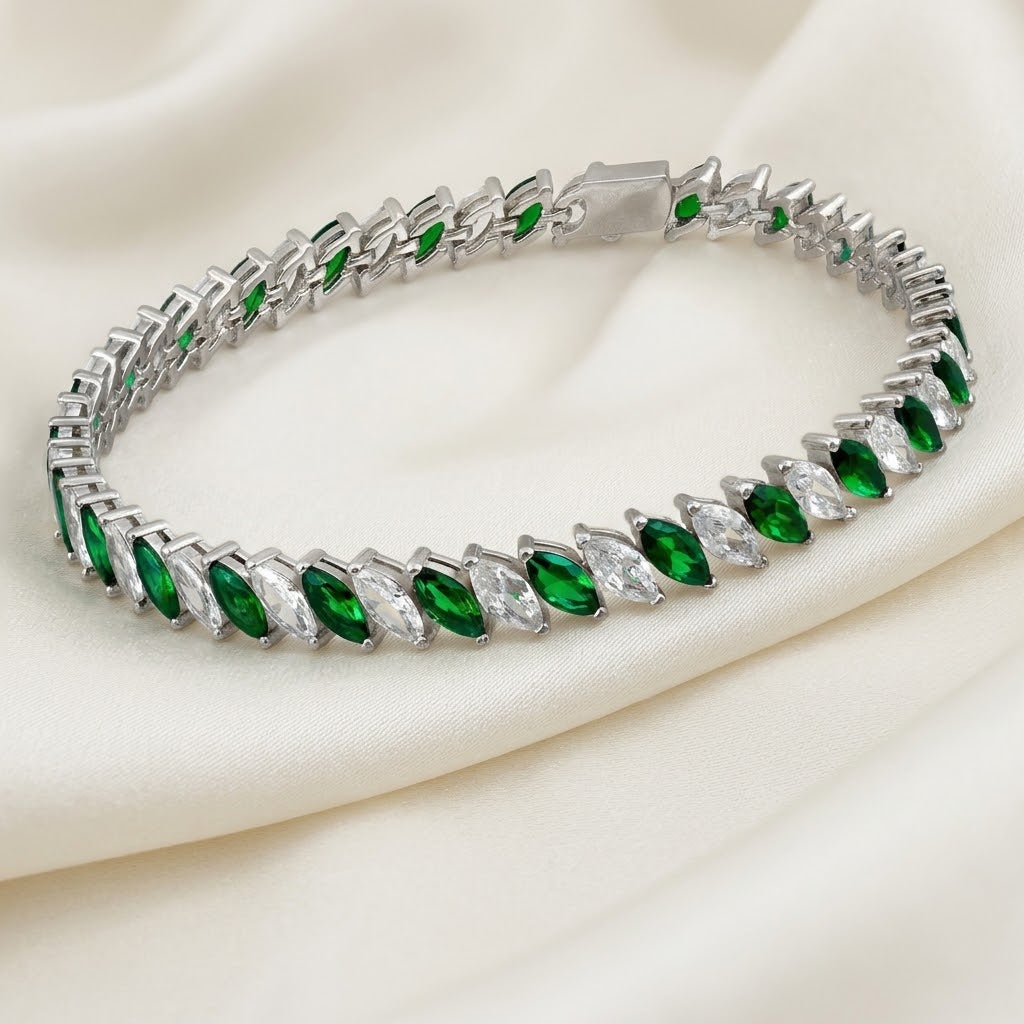 Pulsera Riviere Plata Inclinada (3 colores)