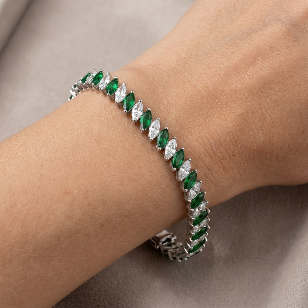 Pulsera Riviere Plata Inclinada (3 colores)