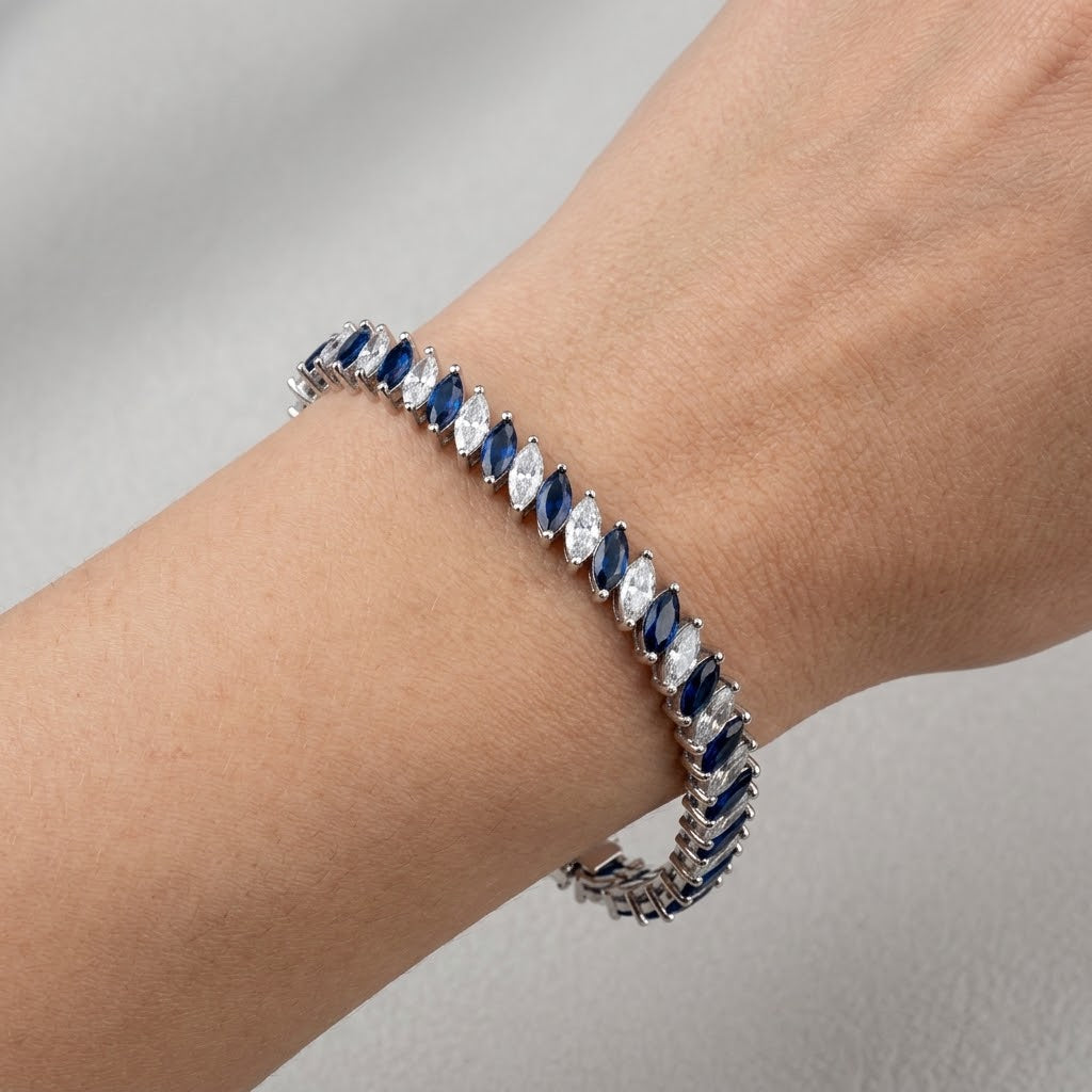 Pulsera Riviere Plata Inclinada (3 colores)