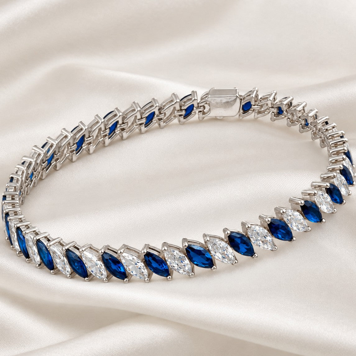 Pulsera Riviere Plata Inclinada (3 colores)