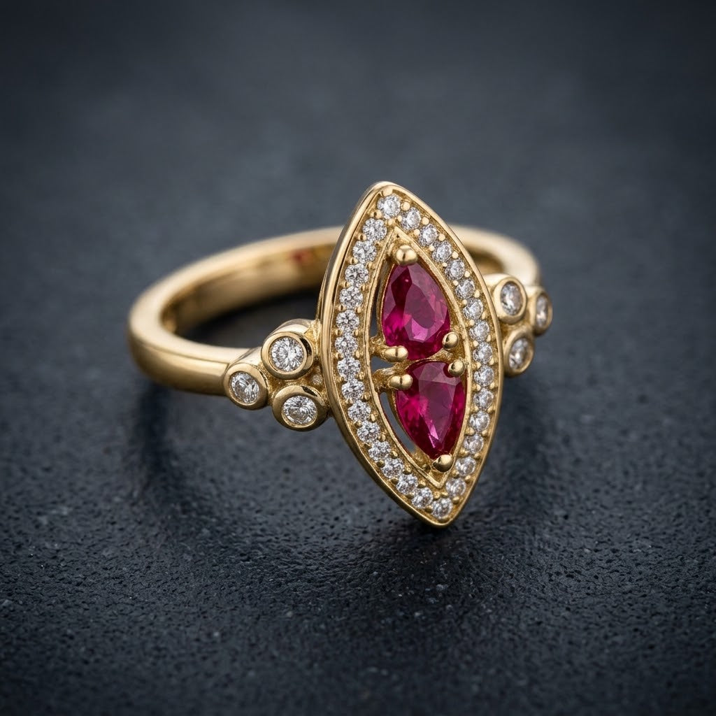 Anillo Art`Decó Oro y Zirconitas (3 colores)