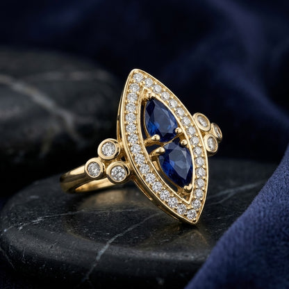Anillo Art`Decó Oro y Zirconitas (3 colores)