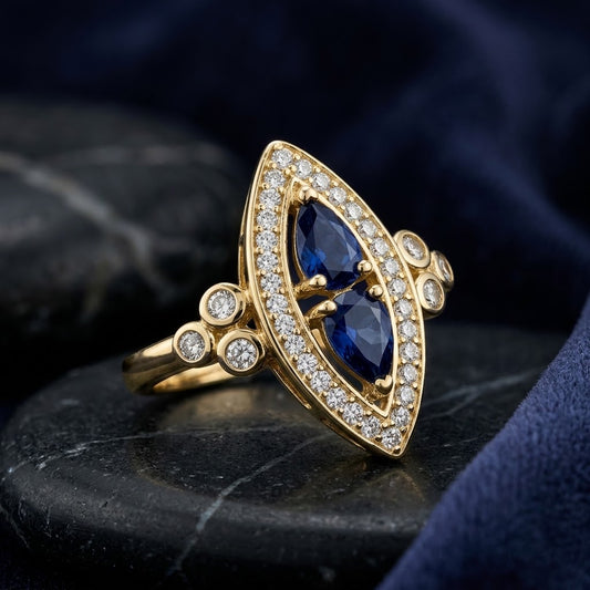 Anillo Art`Decó Oro y Zirconitas (3 colores)