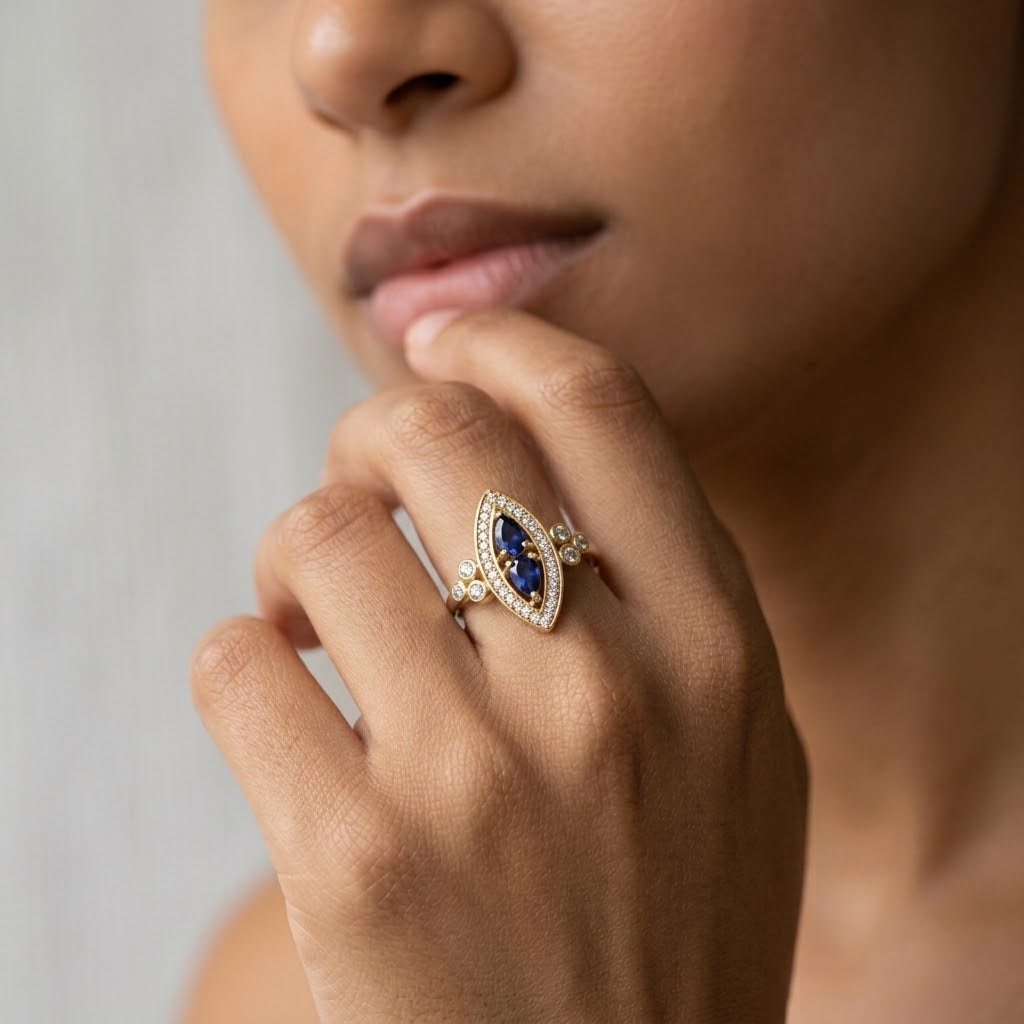 Anillo Art`Decó Oro y Zirconitas (3 colores)