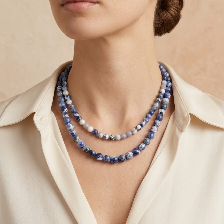 Collar Bolas Piedra Natural (personalizable)