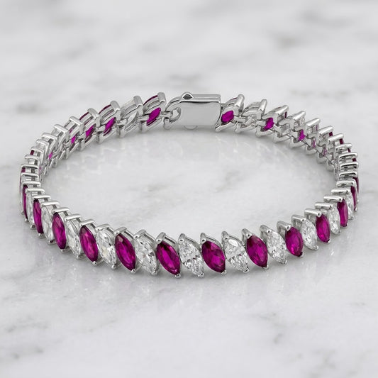 Pulsera Riviere Plata Inclinada (3 colores)